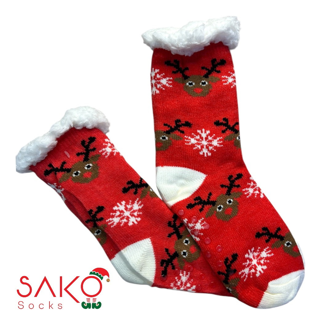 Christmas Full Wool Socks With Silicone Grip 12