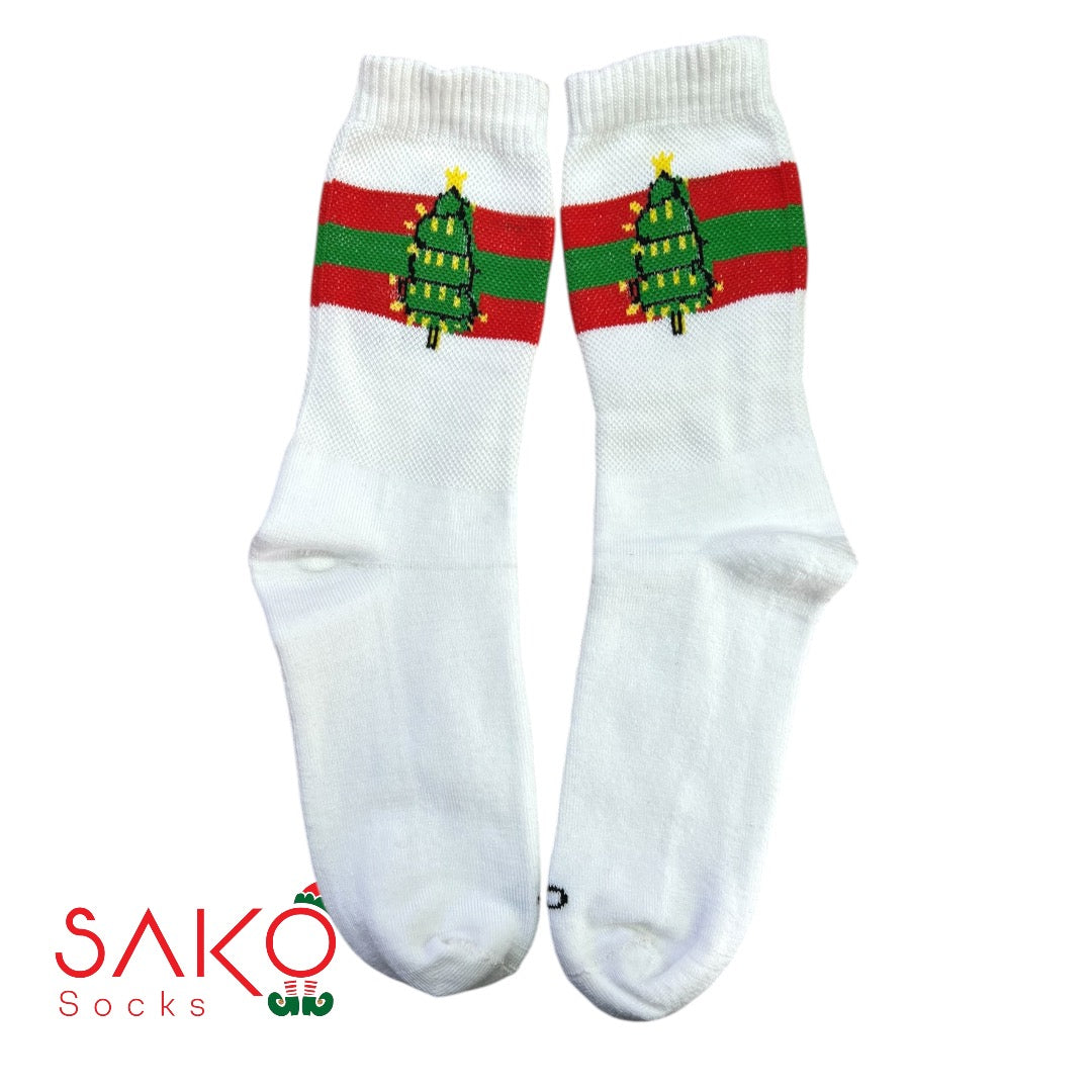 Christmas Striped socks - christmas tree