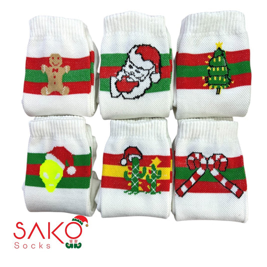 striped Christmas towel socks - box of 6