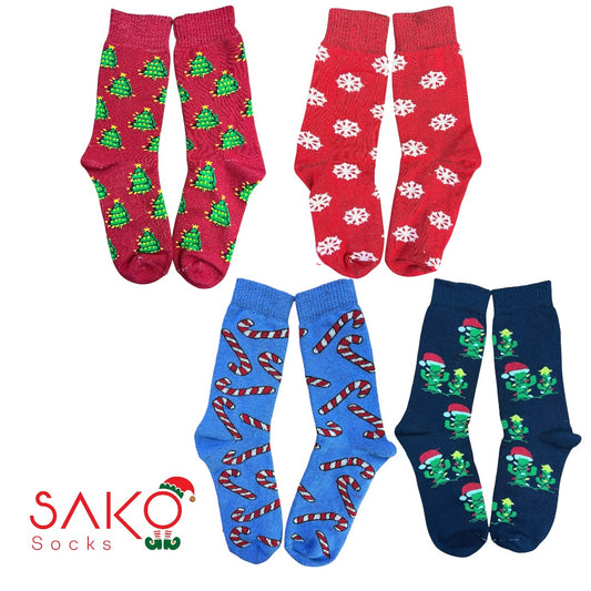 Christmas pattern box of 4 (full towel socks) (Copy)